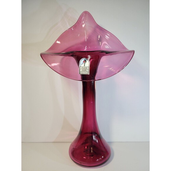 ArtGlass Other - Vintage Cranberry Pilgrim Art Glass Jack In The Pulpit Vase Mid Century
